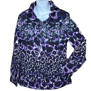 Chico’s Zenergy | Purple Print Jacket Water Resistant Size 12